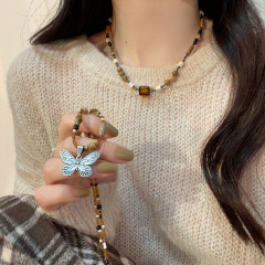 ボヘミアン民族風ネックレス女性大衆デザイン感首チェーン新中国式復古ビーズ蝶アクセサリー卸売り