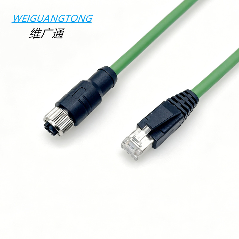 M12 8-Pin Female X-Type Aviation Connector to Rj45 Connector Ethernet Bus Cat6+ Network Cable Connector M12 8-Pin Female X-Type Aviation Connector to Rj45 Connector Ethernet Bus Cat6+ Network Cable Connector