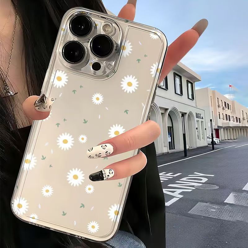 Fresh Full Screen Daisy iPhone16Promax Phone Case for Apple 15pro Space Shell 14 Transparent Max