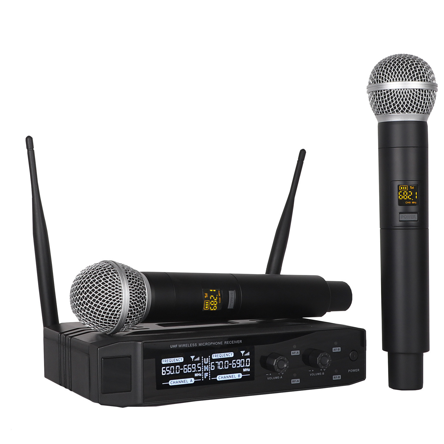 Sistema de Micrófonos Inalámbricos Dinámicos 1 a 2 de Mano para Karaoke image 6