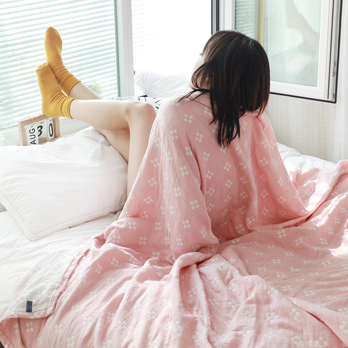 Pure cotton three-layer gauze towel quilt single double summer cotton air-conditioning blanket nap blanket thin quilt