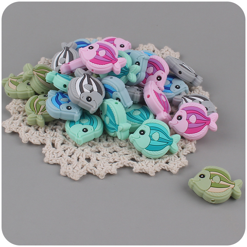Bebé suministros de dibujos animados animal pescado silicona mordedor creativo DIY bebé molar pezón cadena anti-caída cadena Accesorios