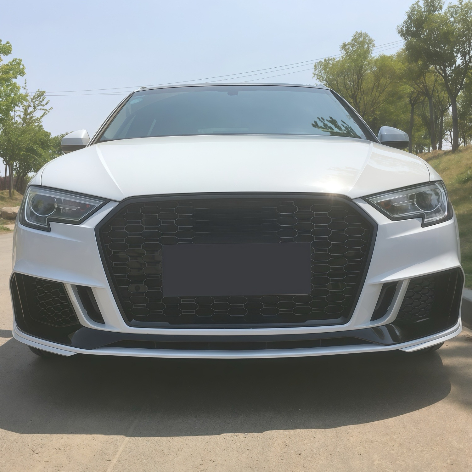 17-20 Models Are Suitable for Audi A3 Modification and Upgrade to Rs3 Large Body Kit Front Face, A3-Specific Rs3 Grille Bumper
