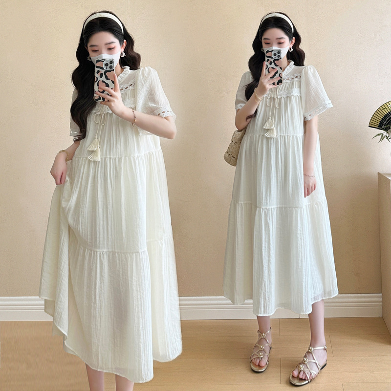 2025 New Summer Fashion Bohemian Large Swing Skirt for Pregnant Women to Wear Outside during Pregnancy, Slimming Look and Trendy Maternity Dress for Women