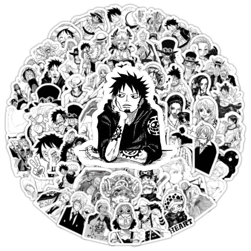흑백 원피스 스티커 103장 세일링 원피스 루피 조로 가방 스티커 장식 노트