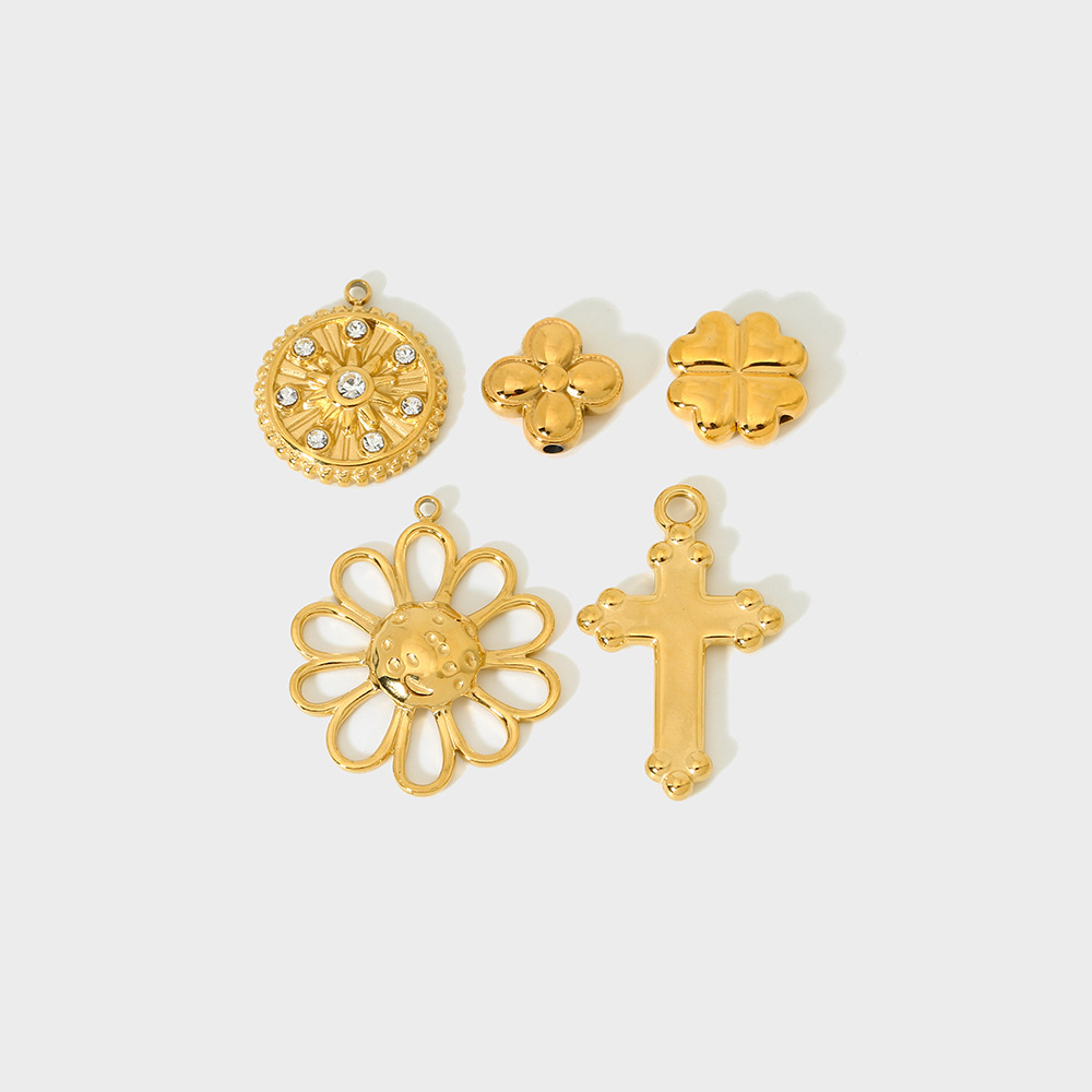 Vintage Style, Simple Style Style 1 Piece 304 Stainless Steel Cross Four Leaf Clover Pendant Beads
