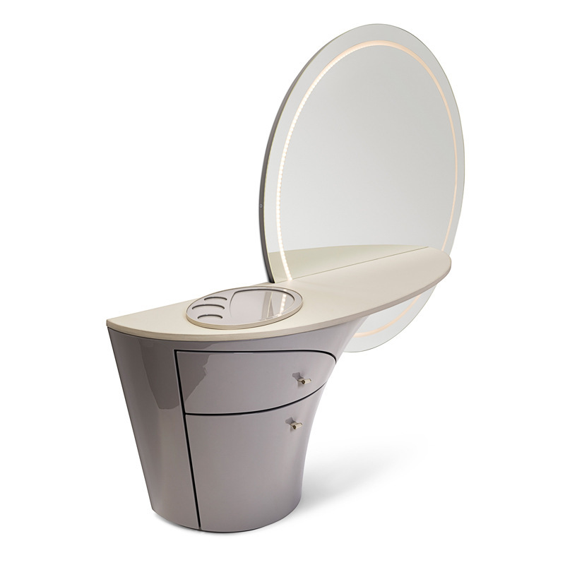 Light Luxury Italian Aircraft Dressing Table, Bedroom High-End Desktop Upholstered Leather Dressing Table with Drawer Table