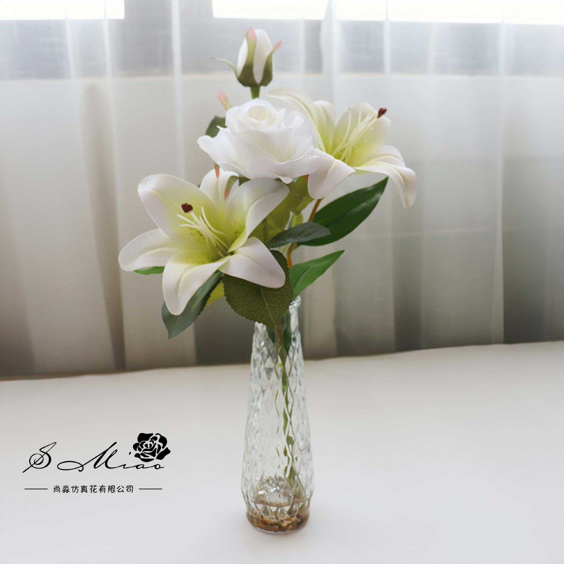 Flores falsas de vidrio de agua falsas flores de rosa bonsai flor de moda decoración creativa plantación verde artificial simulación maceta image 8