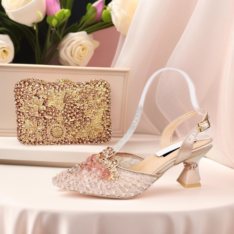 Diamond Encrusted Lace Pointed Toe Stiletto Sandals Italian Design Women's Shoes For Weddings Lady Footwear_voghion.com