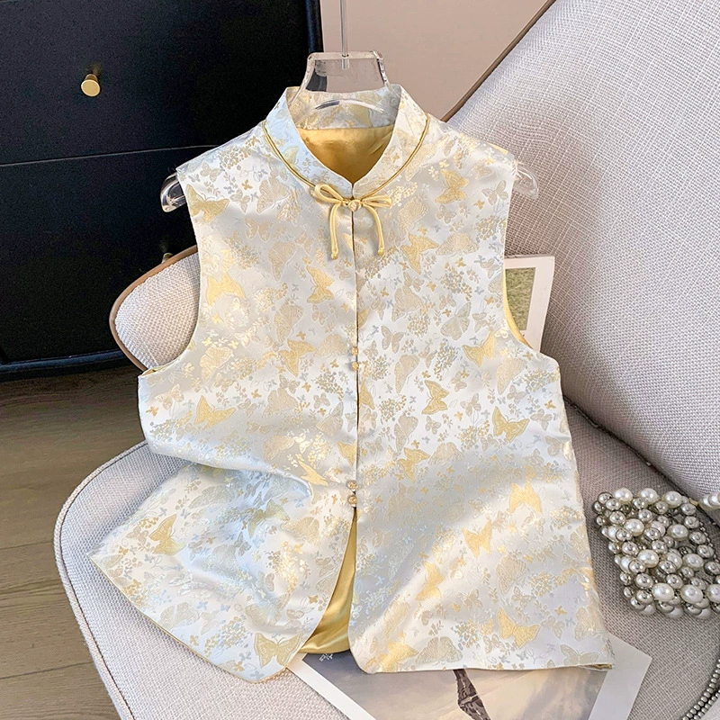 Реальная съемка нового китайского стиля, ретро, маленький круглый воротник, жаккардовый вышивка, вертикальный воротник, национальный стиль, кардиган, женская куртка