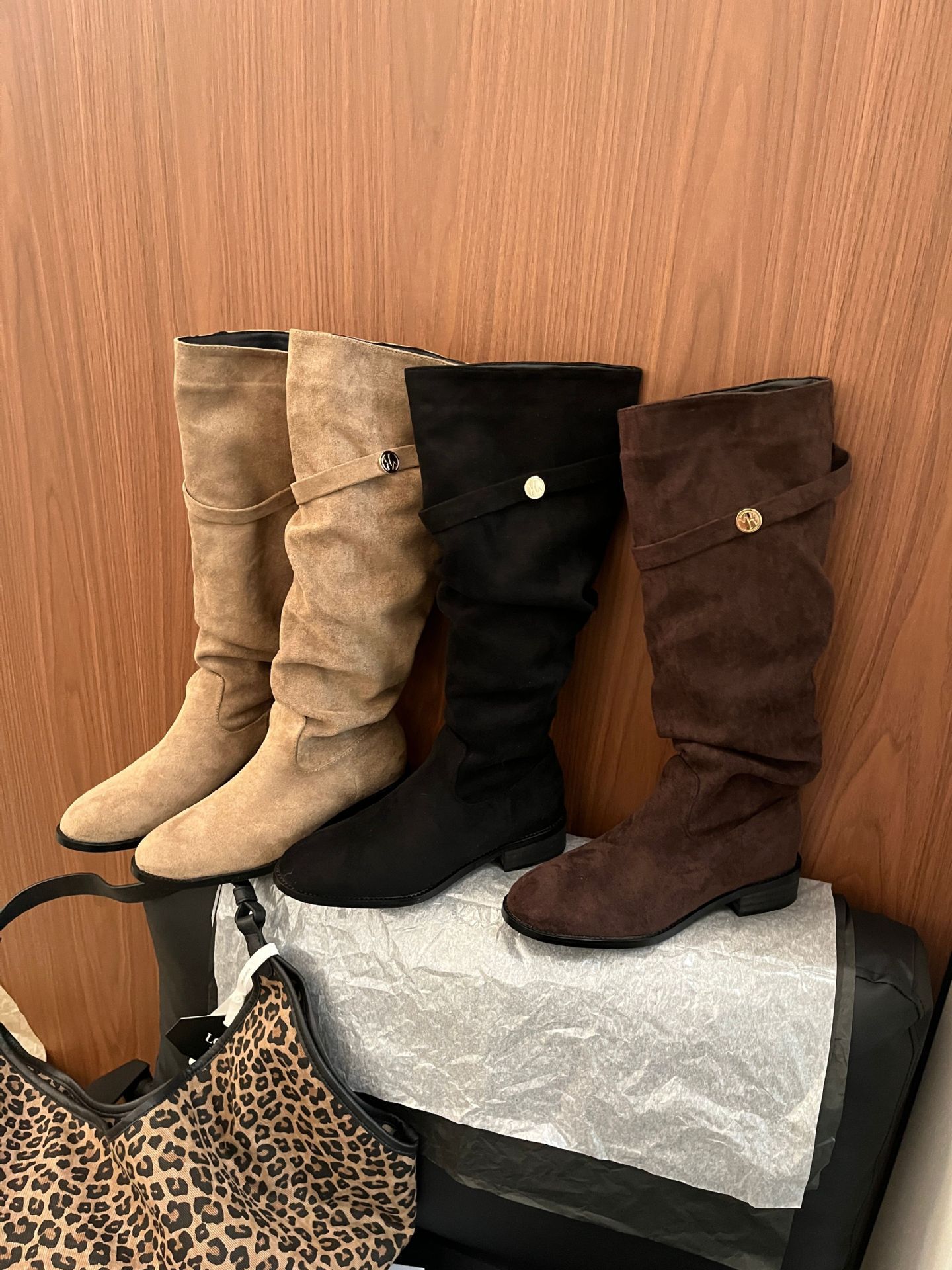 ShoeVault 2024 Chunky Heel Retro Fleece-Lined Coffee Color Riding French Style Slim Bare Autumn Winter Women's Over-the-Knee Boots_voghion.com