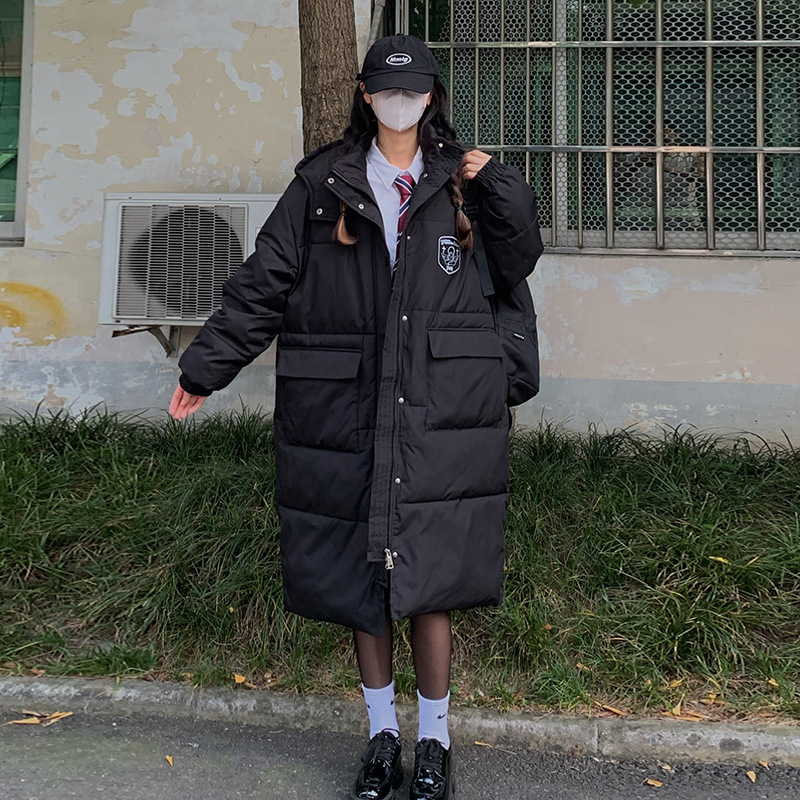Anti-season clearance Hong Kong style ins Korean drama winter cotton-padded coat mid-length knee-high student cotton-padded jacket women's oversize