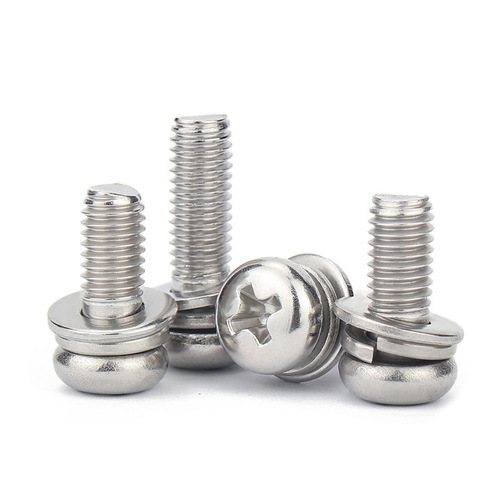 304 stainless steel cross pan head combination screws M1.6-M8 round head three combination screws GB9074.4