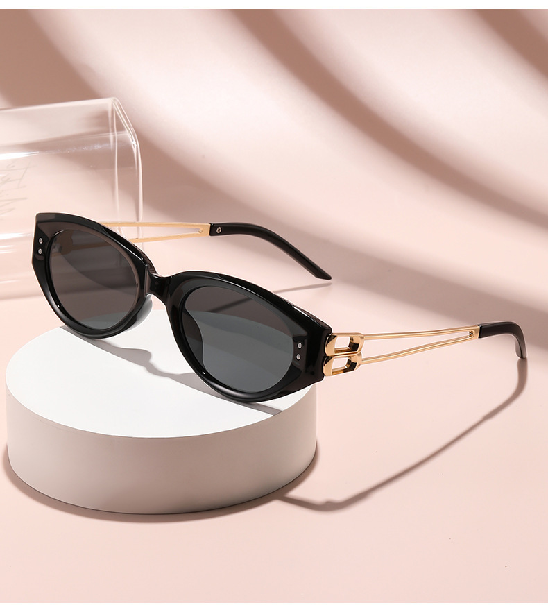 Cross-border Polarized Cat Eye High-end Metal Hollow Temple UV Protection Sunglasses_voghion.com