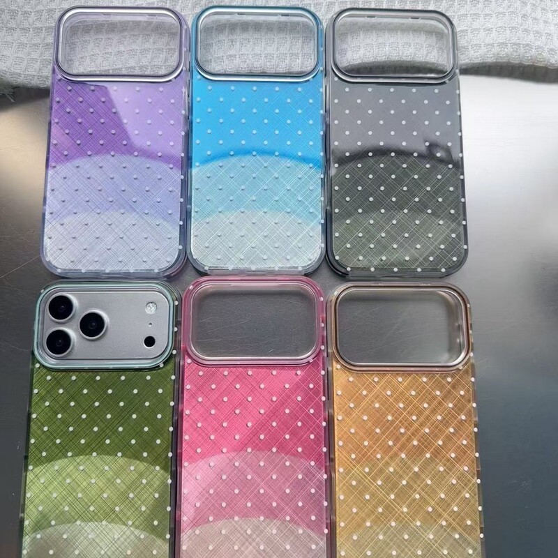 ins Korean-style full-screen small polka dot phone case for iPhone 18 Pro Max, Apple 16, and iPhone 15, double-layer IMD solid color ins Korean-style full-screen small polka dot phone case for iPhone 18 Pro Max, Apple 16, and iPhone 15, double-layer IMD solid color