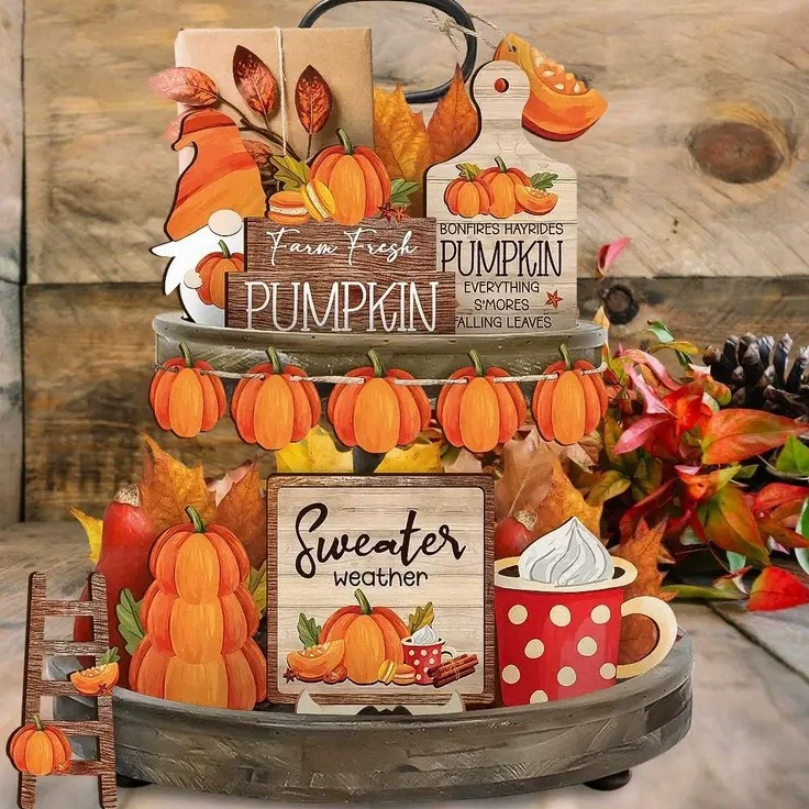 2024 новые трансграничные тыквы украшения Хэллоуин День благодарения праздничная атмосфера вечеринка одеваются поднос украшения