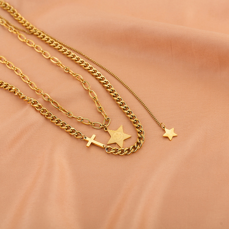 Fashion Star Titanium Steel Plating Layered Necklaces 1 Piece