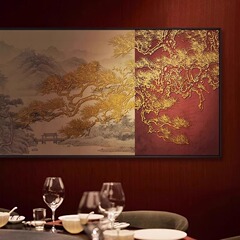 客のレストランの高級な背景の壁は新しい中国式の大気の山水画のホテルの東方の美学の立体装飾の壁画を掛けます。