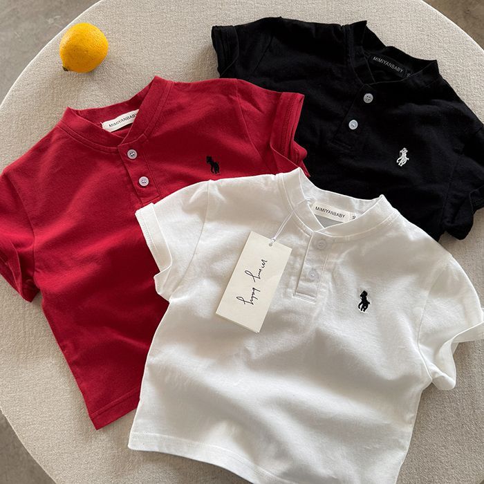 子供夏のTシャツ新しいスタイルの小さな子供と男の子のストライプのコットントップス男の子の赤ちゃんファッショナブルなブランド子供の多用途半袖|undefined