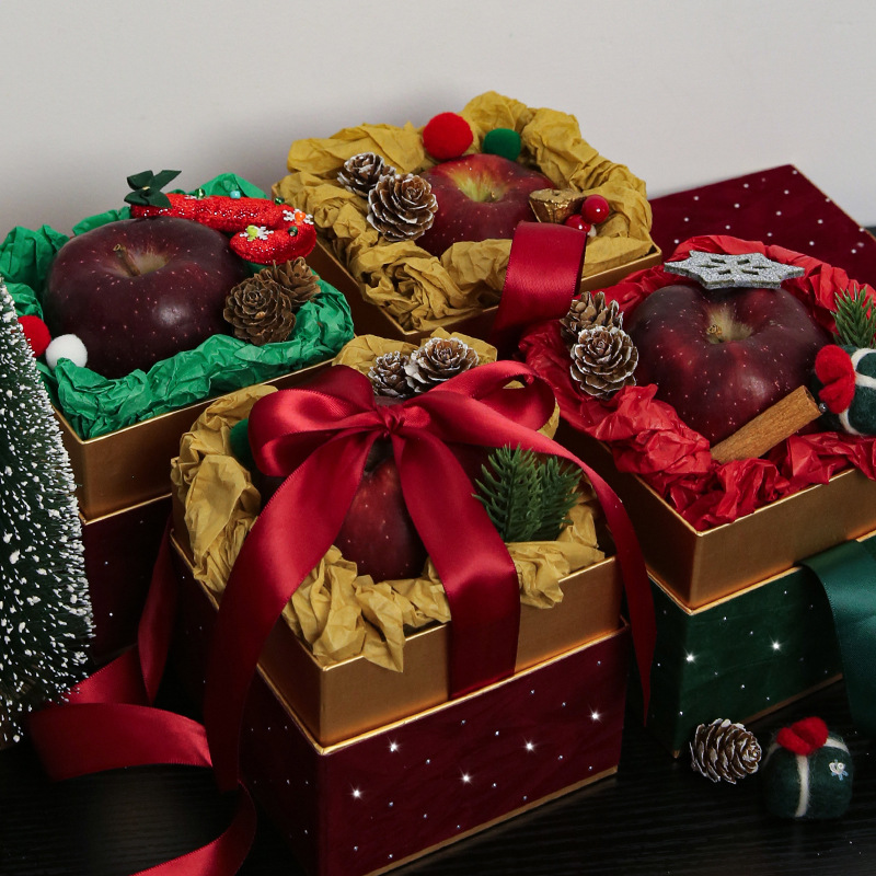 Red caliente tela de terciopelo de diamante caja de regalo de Navidad de alta calidad caja de flores de manzana material de embalaje floral
