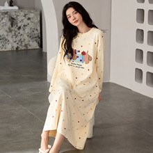 2025新款睡裙女春秋季纯棉长袖睡衣裙中长裙甜美可爱可外穿家居服