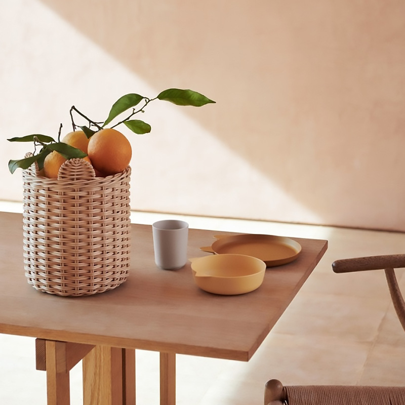 Nuevo estilo creativo tubo largo tela de caña artesanal cesto de almacenamiento de verduras, frutas, cesto de artículos de gran tamaño sala de estar dormitorio