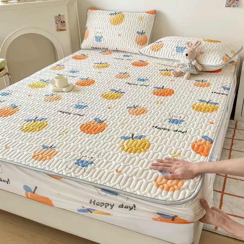 Silk mat, set, non-slip mattress, sheet, «Frozen», 3 piece set