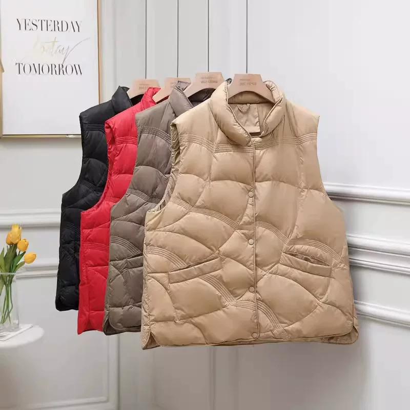Light and thin short vest with down, plus size