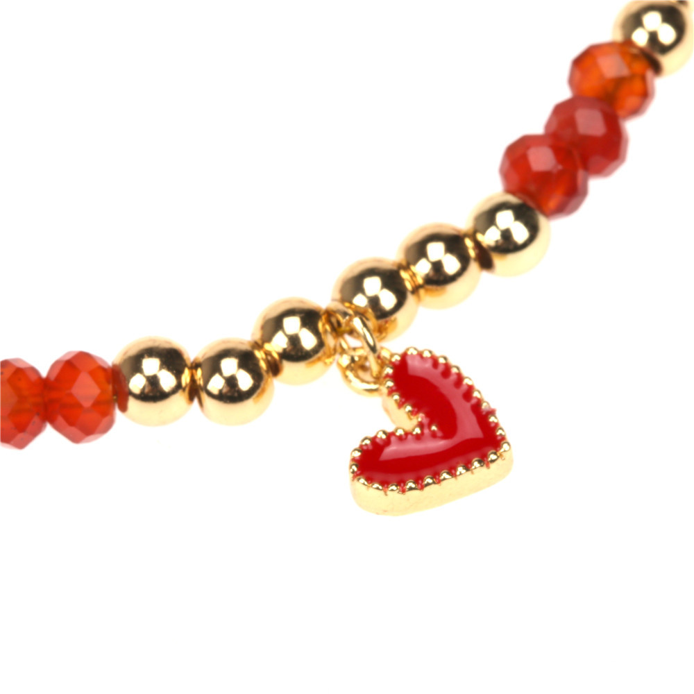 Pulsera De Cuentas De Metal Chapado En Cobre Con Corazón De Esmalte De Gota De Aceite Retro display picture 13