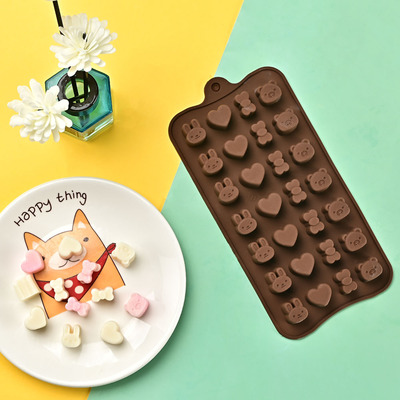 28连可爱卡通制冰模食品级硅胶巧克力模具QQ糖果软糖烘焙工具|ms