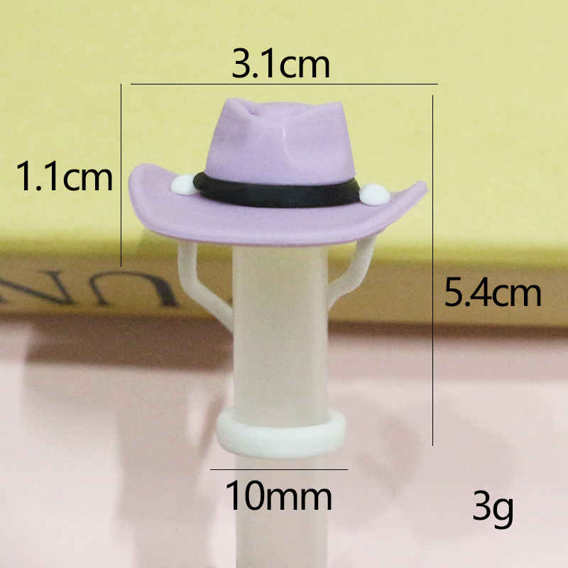 Nuevo producto de Amazon Sombrero de vaquero de silicona Tapa de pajita Tapón de polvo de pajita Tapa de polvo de pajita de venta caliente tridimensional de dibujos animados