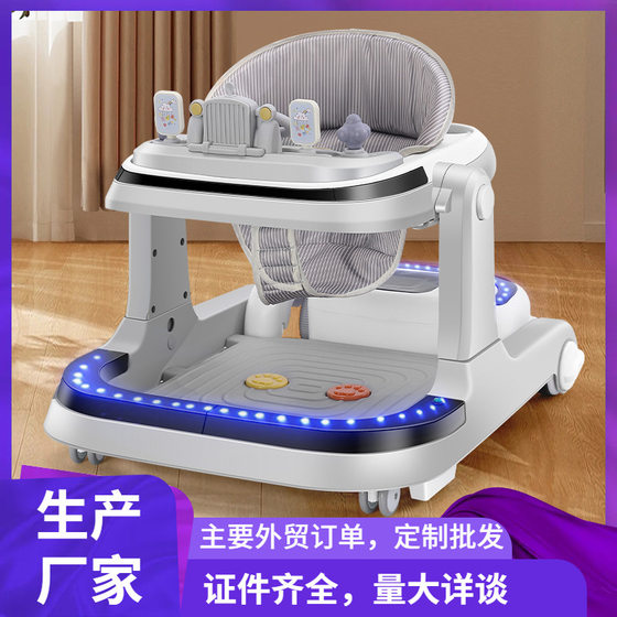 Baby walker charging remote control electric car anti-rollover boy and girl baby can sit push learning walking help trolley
