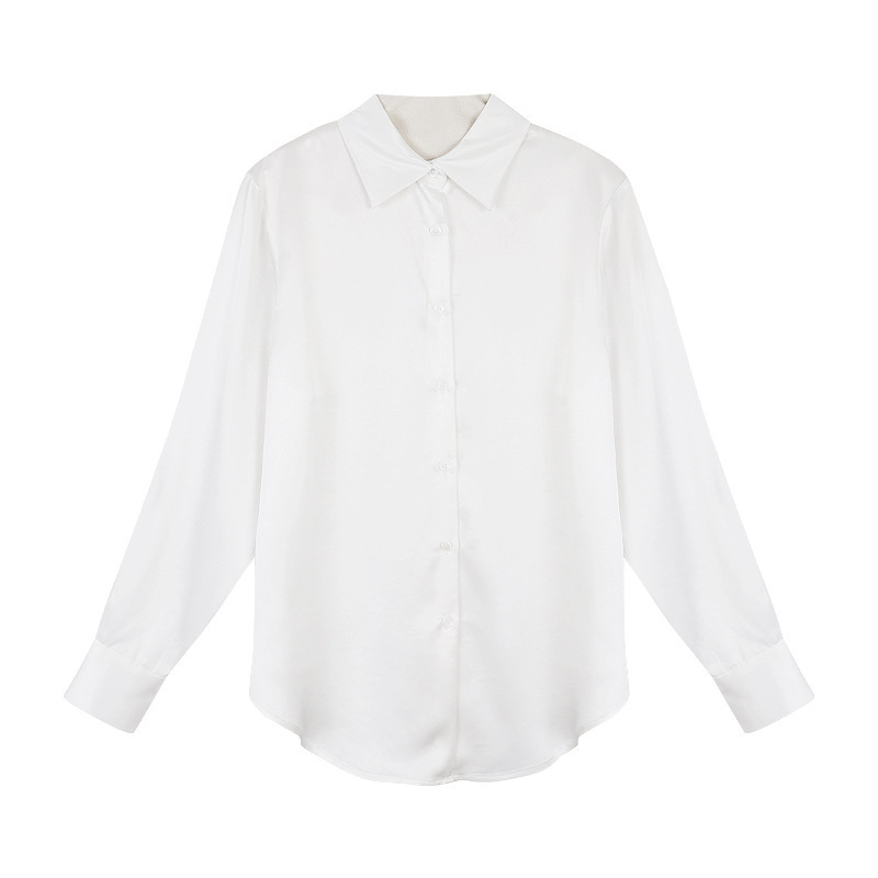 French Shirt Women's Summer Anti-Wrinkle Acetate Drape Satin High-End Long-Sleeved Top