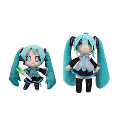 跨境站姿拿葱初音公仔玩具 卡通动漫毛绒公仔 抓机娃娃
