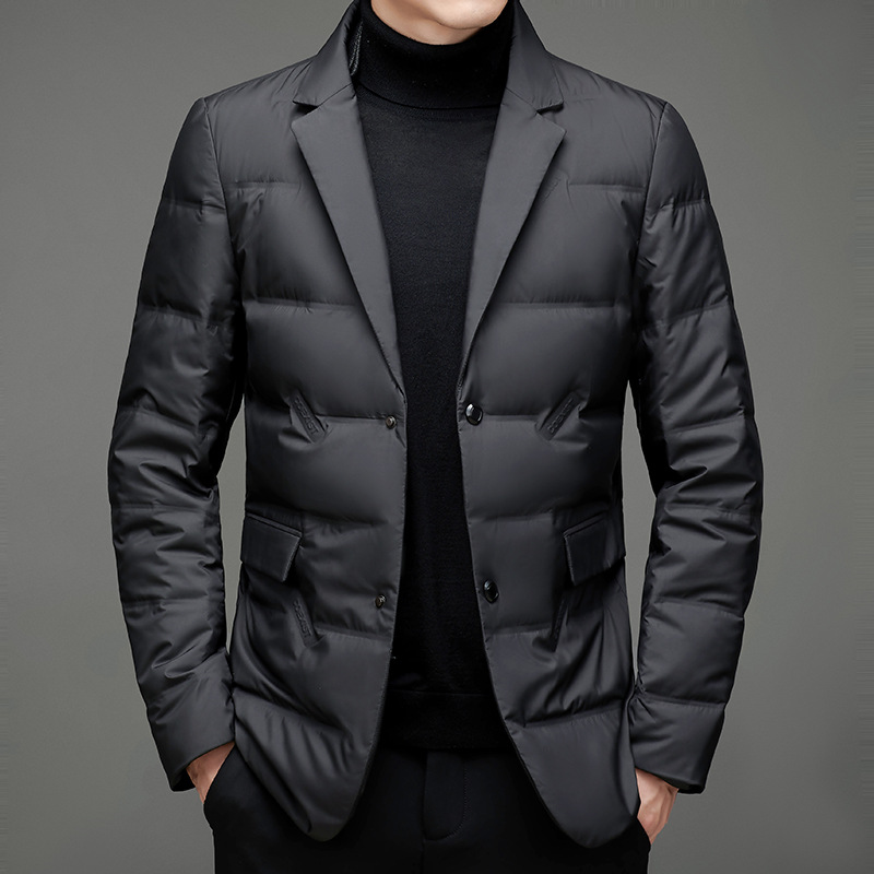 Desmontable bufanda collar traje de cuello abajo chaqueta de los hombres de invierno cálido Delgado casual simple color sólido joven y de mediana edad estilo coreano