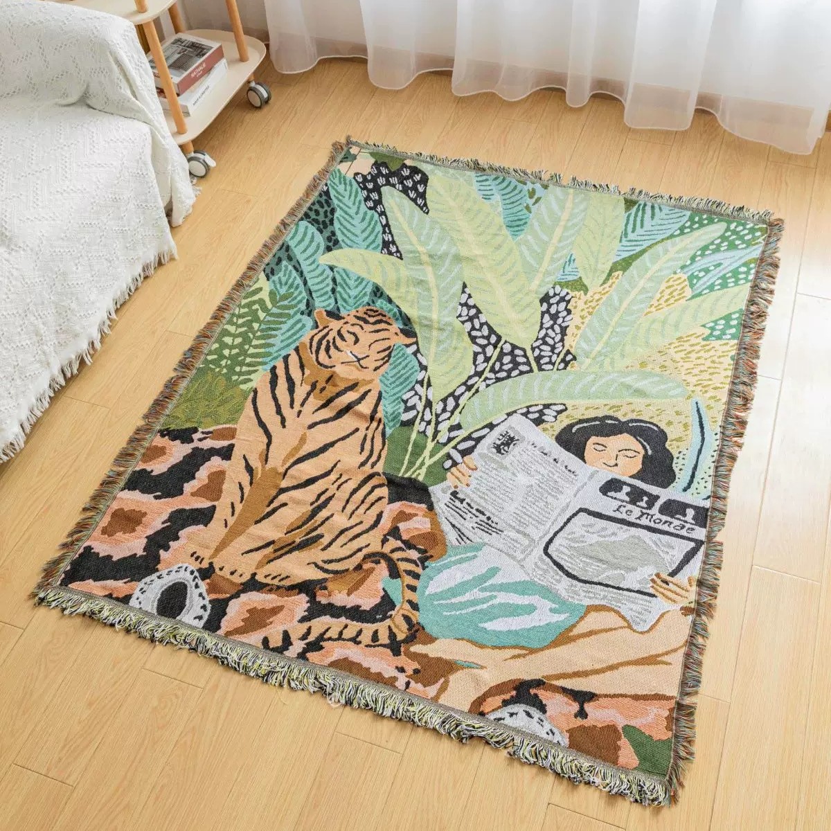 Estética de campamento nórdica personalizada sala de dormitorio sofá tapiz siesta mantas mantas mantas de campamento al aire libre mantas mantas mantas toallas de mesa