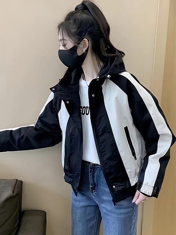 连帽冲锋衣短外套女款春秋季2025新款小个子洋气好看休闲夹克上衣|undefined