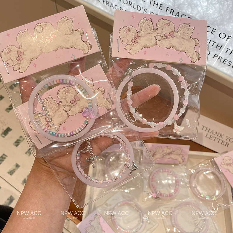 Pink Bow Beaded Bracelet for Women 2025 Forest Style Sweet Star Bracelet Niche Design Versatile Bracelet