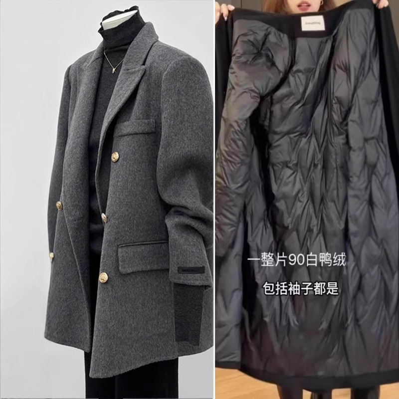 Women's Woolen Coat 2026 Autumn and Winter New Style Woolen Jacket with a High-End Feel, Short Blazer with down Lining for Petite Figures Women's Woolen Coat 2026 Autumn and Winter New Style Woolen Jacket with a High-End Feel, Short Blazer with down Lining for Petite Figures