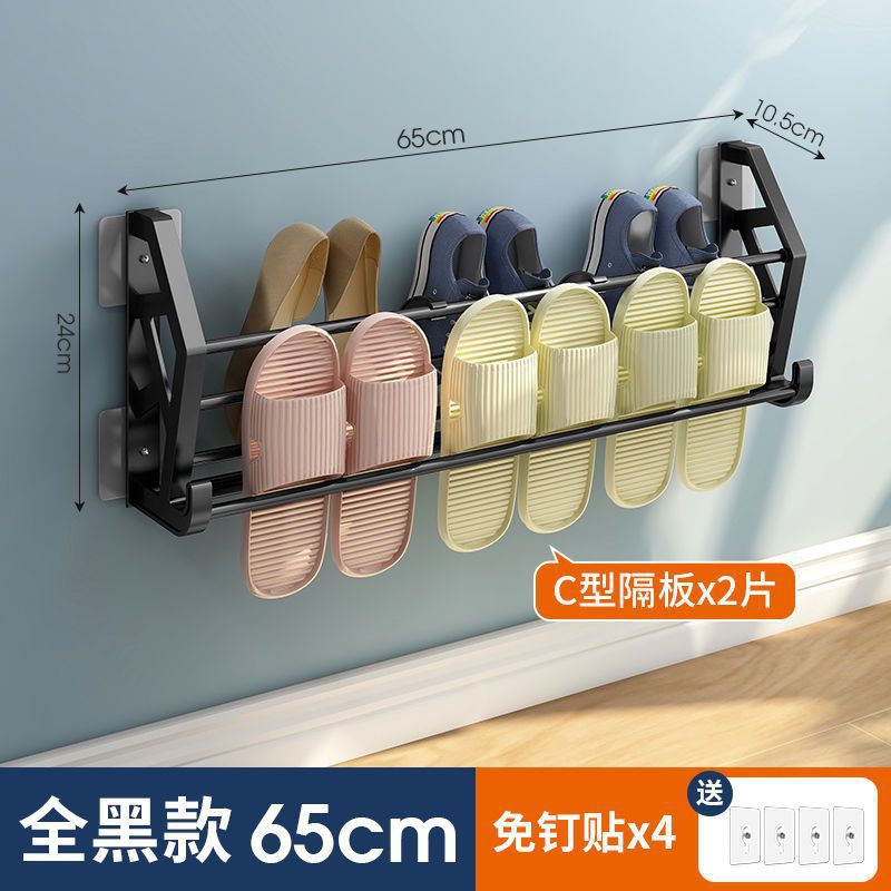 Pared del baño Soporte para zapatos colgante multifuncional Soporte para zapatos sin perforaciones para el baño Soporte para grietas en la parte trasera de la puerta al por mayor image 12
