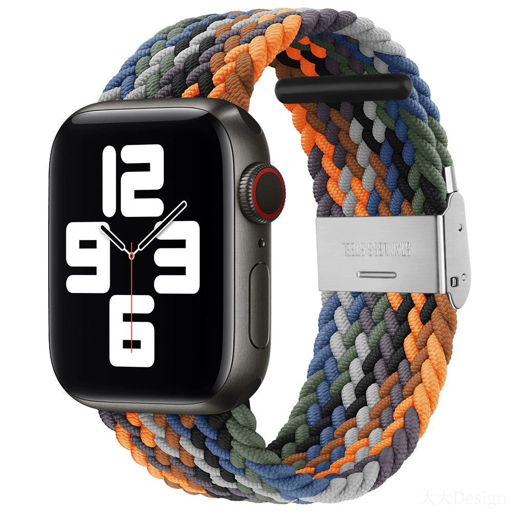 Совместимо с Apple Watch 5-6-7-8-9-10 поколения Snap-on нейлоновый плетёный ремешок iWatch S10 регулируемый браслет