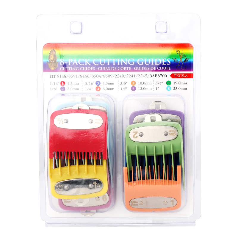 Cross-border new color 8-piece set limited combing hair tool accessories oil head electric hair clipper clip tooth positioning comb iron buckle