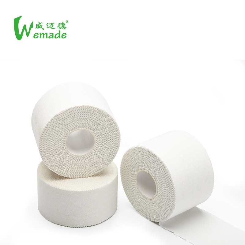 Weimida etiqueta blanca fábrica de algodón blanco tela fina cinta de Deportes de boxeo diente borde pie cinta parche blanco