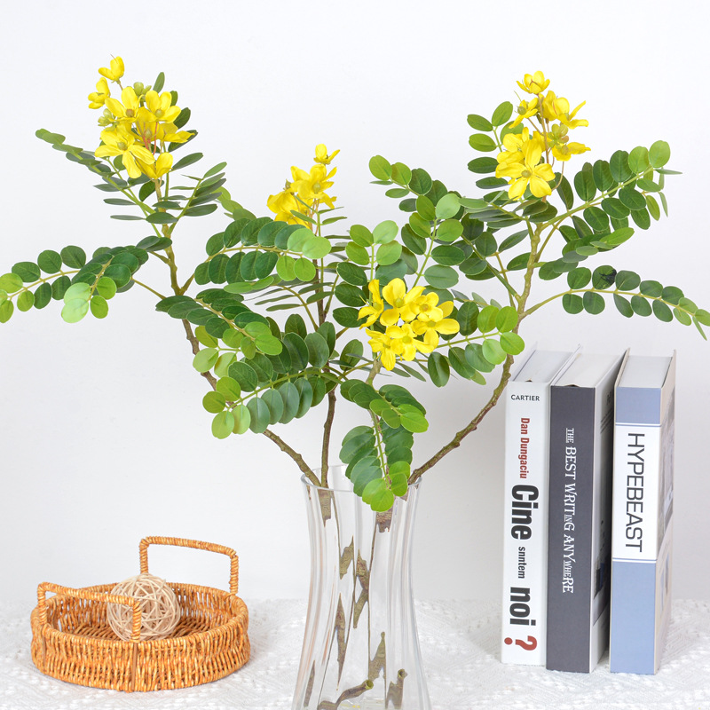 Single Sophora japonica flower leaf simulation leaves home indoor garden decoration leaf feel Sophora japonica flower leaves Sophora japonica tree green plant landscaping