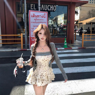 Spring Confession Cardigan Sweet and Spicy Kitty Cat Slim Fit Jacket Slimming Temperament Gentle Suit Suspender Dress for Women