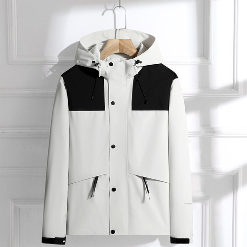 Autumn new men's jacket fashionable color matching outdoor travel jacket men's casual hooded windproof top