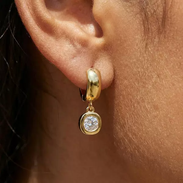 European and American Cross-Border Hot-Selling Brass Electroplated Real Gold Bubble Earrings Round Zircon Earrings for Women Cross-Border Earrings