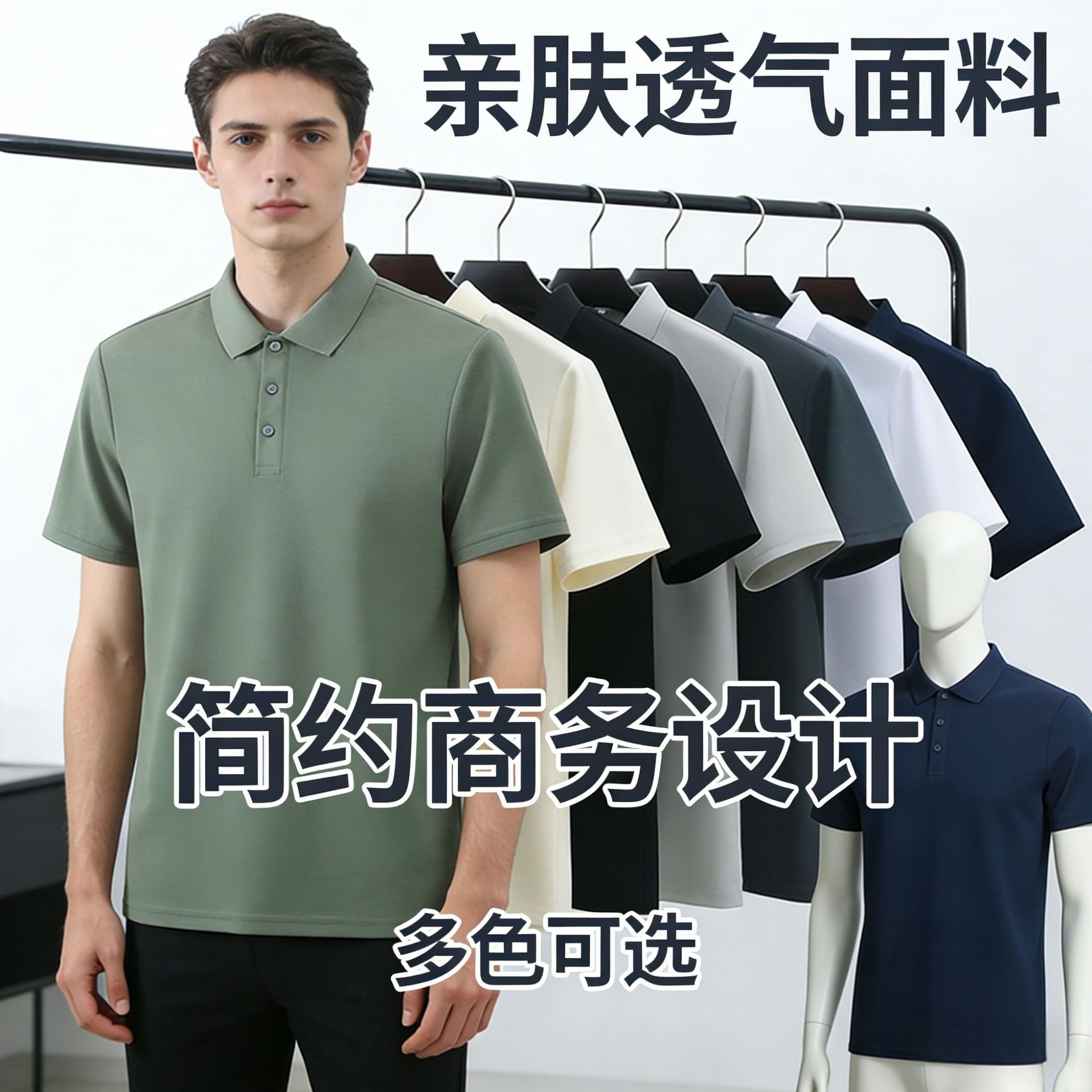 Men's Polo Shirt for Summer, Casual Simple Solid Color Short-Sleeve T-Shirt, Group Purchase, Cross-Border Tee