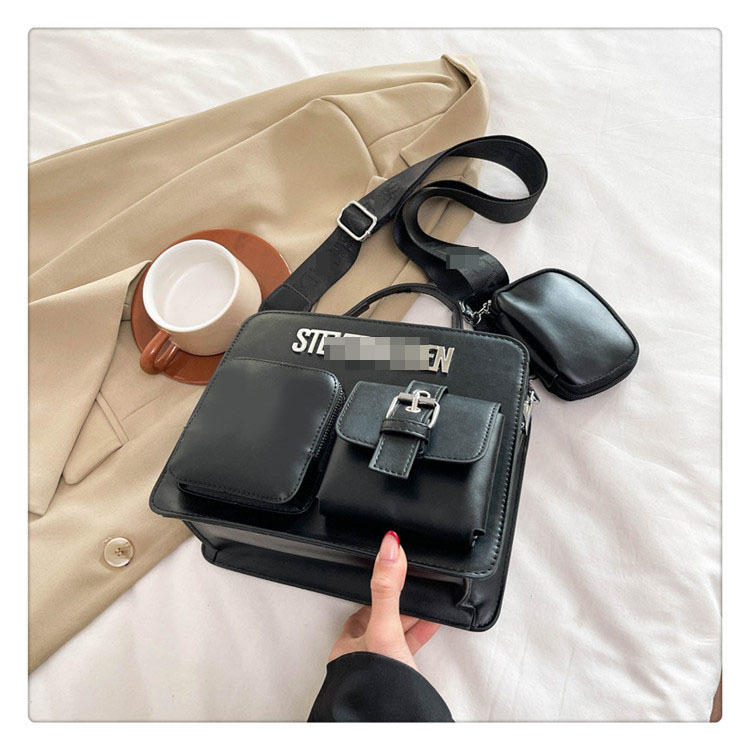 Bolso de moda de estilo europeo y americano 2025 primavera nuevo estilo simple y atmosférico bolso de letras cinturón de hombro ancho bolso de mensajero de un solo hombro