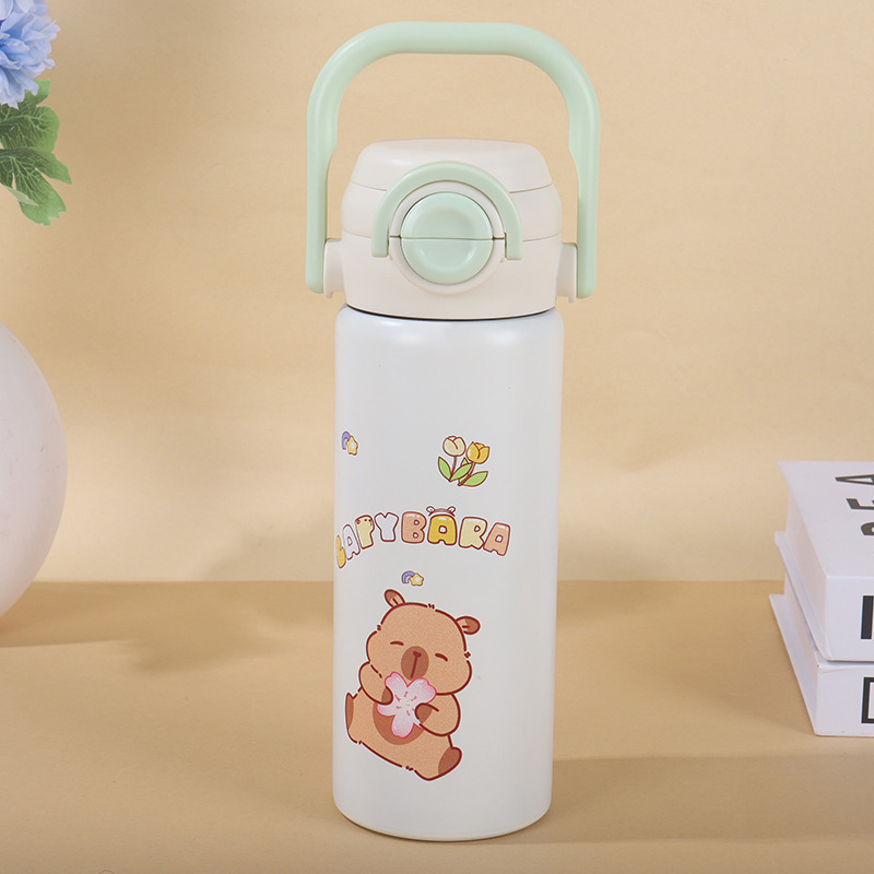 Cartoon Stainless Steel Insulated Straw Cup For Outdoor Students_voghion.com